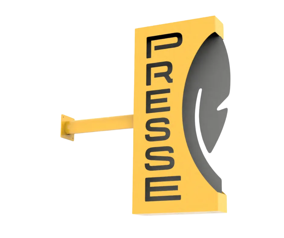 Nouvelle enseigne de presse sans fond