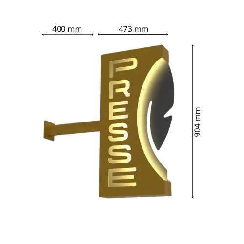 Enseigne presse lumineuse avec dimensions